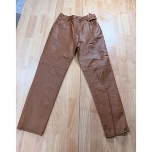 Vintage Tower Hill Collection Brown Leather Pants High Waisted Straight Leg 10